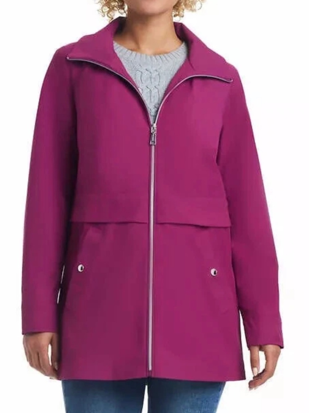 Vince Camuto Women's Hooded Rain Jacket - Raspberry Pink